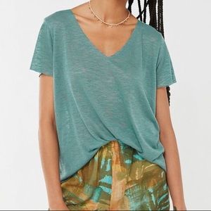 Urban Outfitters Textured Knit V Neck Tee